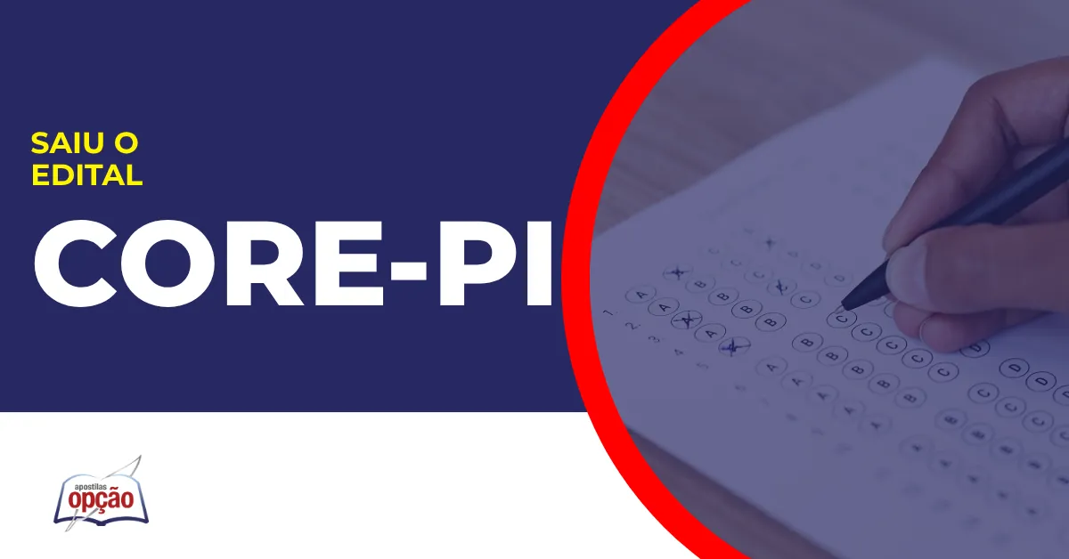 Imagem com fundo azul divulgando o Concurso Core PI