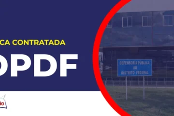 Imagem com fundo azul divulgando o Concurso DP DF