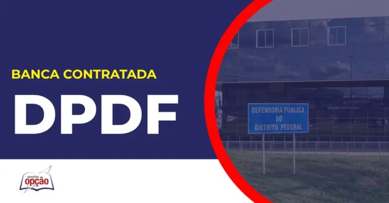 Imagem com fundo azul divulgando o Concurso DP DF