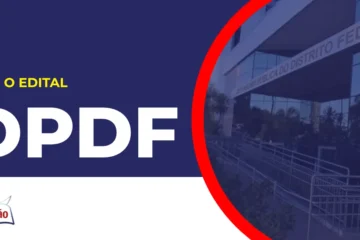 Imagem com fundo azul divulgando o Concurso DPDF