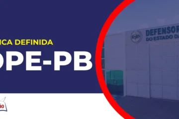 Imagem com fundo azul divulgando o Concurso DPE PB