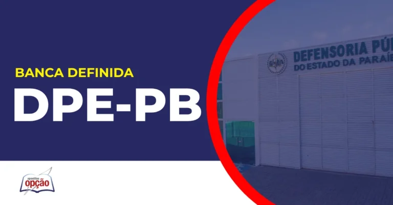 Imagem com fundo azul divulgando o Concurso DPE PB