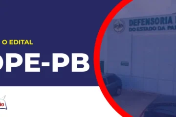 Imagem com fundo azul divulgando o Concurso DPE PB