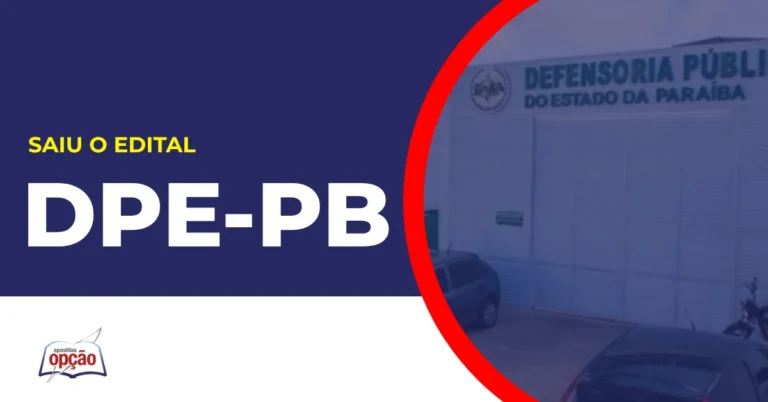 Imagem com fundo azul divulgando o Concurso DPE PB