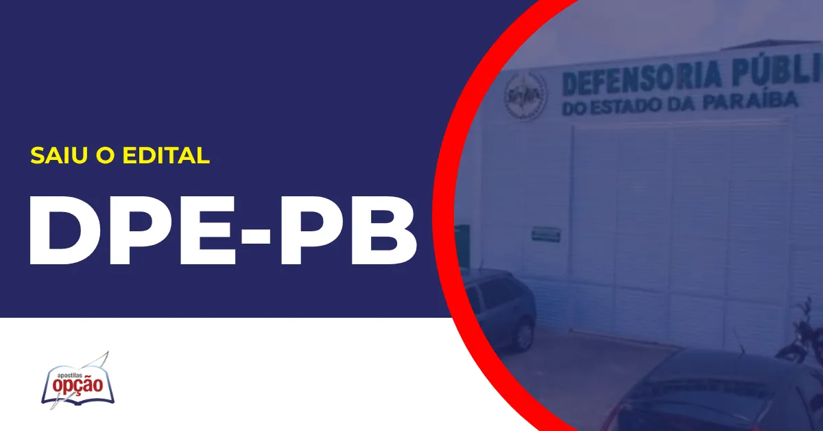 Imagem com fundo azul divulgando o Concurso DPE PB