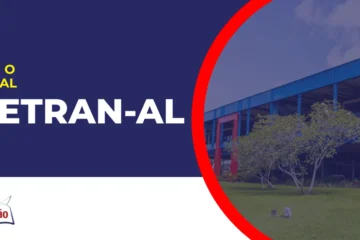 Imagem com fundo azul divulgando o Concurso Detran AL