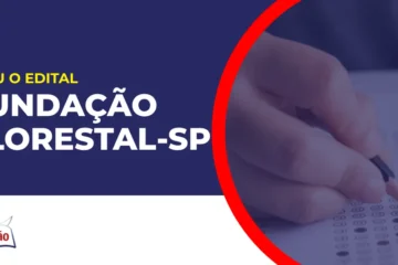 Imagem com fundo azul divulgando o Concurso Fundação Florestal SP