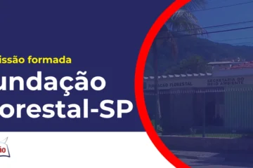 Imagem com fundo azul divulgando o Concurso Fundação Florestal SP