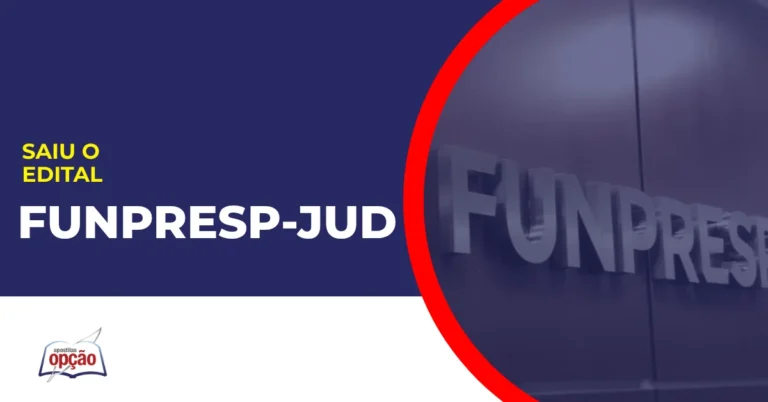 Imagem com fundo azul divulgando o Concurso Funpresp-Jud