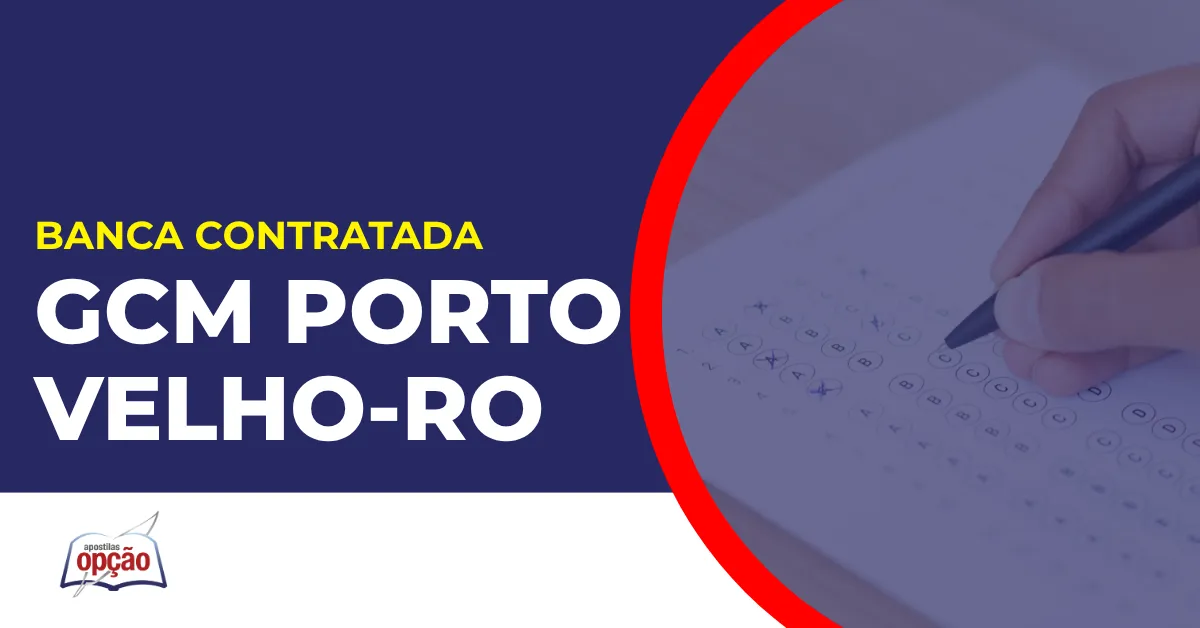 Imagem com fundo azul divulgando o Concurso GCM Porto Velho RO