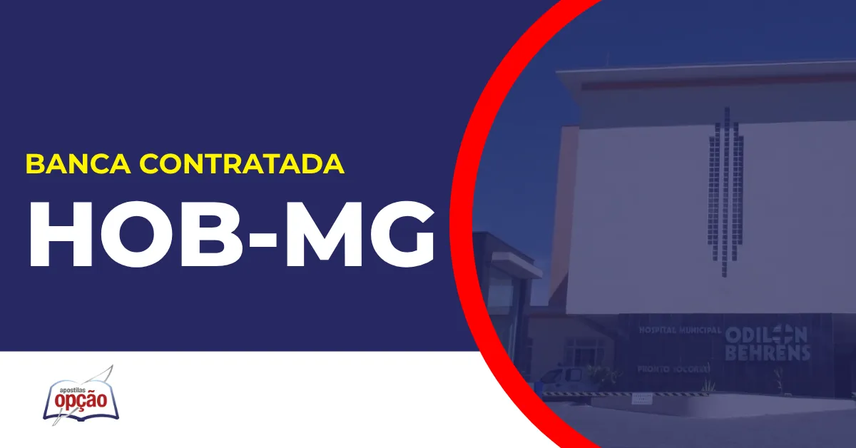 Imagem com fundo azul divulgando o Concurso HOB MG