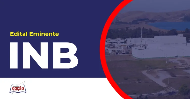 Imagem com fundo azul divulgando o Concurso INB