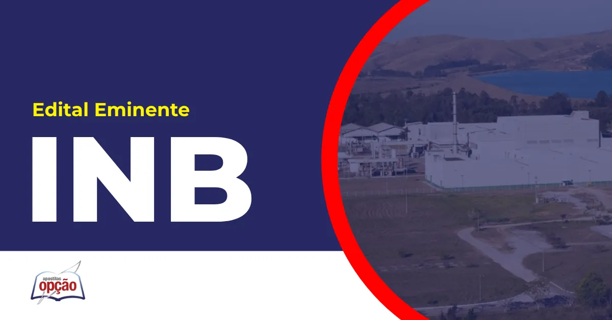 Imagem com fundo azul divulgando o Concurso INB