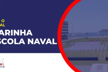 Imagem com fundo azul divulgando o Concurso Marinha Escola Naval