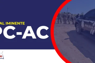 Imagem com fundo azul divulgando o Concurso PC AC