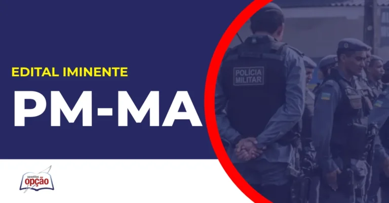 Imagem com fundo azul divulgando o Concurso PM MA