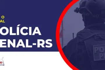Imagem com fundo azul divulgando o Concurso Polícia Penal RS