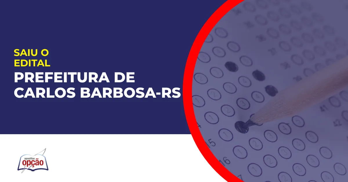 Imagem com fundo azul divulgando o Concurso Prefeitura de Carlos Barbosa RS