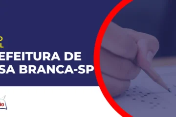Imagem com fundo azul divulgando o Concurso Prefeitura de Casa Branca SP