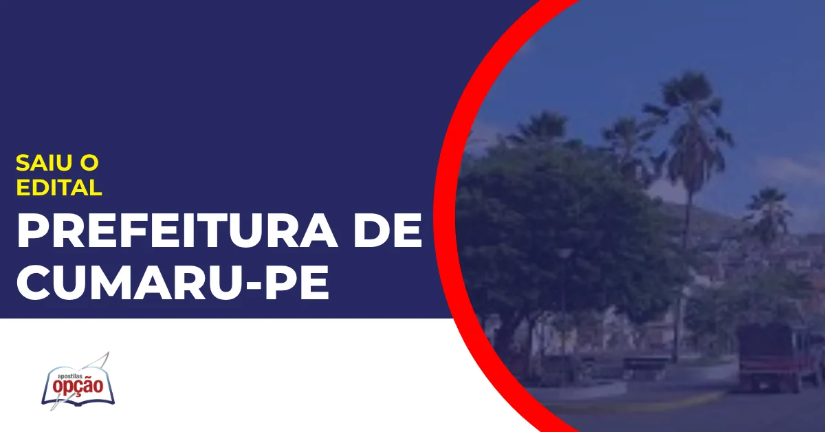 imagem com fundo azul divulgando o Concurso Prefeitura de Cumaru PE