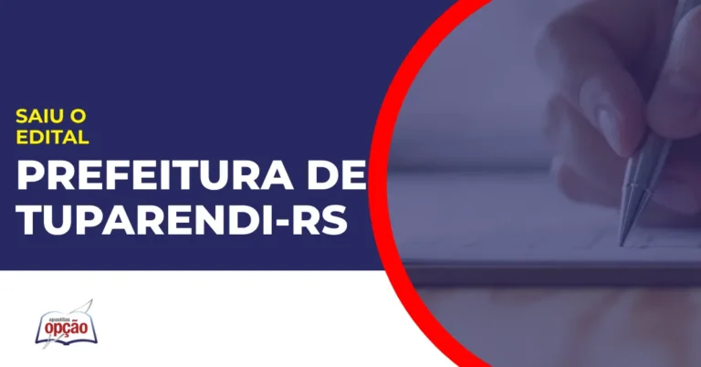 Imagem com fundo azul divulgando o Concurso Prefeitura de Tuparendi RS