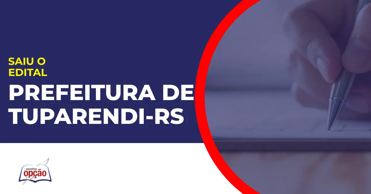 Imagem com fundo azul divulgando o Concurso Prefeitura de Tuparendi RS