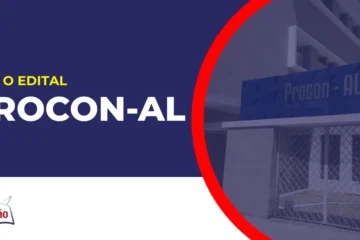 Imagem com fundo azul divulgando o Concurso Procon AL