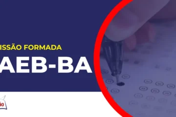 Imagem com fundo azul divulgando o Concurso SAEB BA