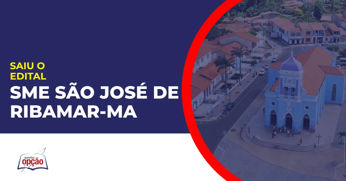 Imagem com fundo azul divulgando o Concurso SME São José de Ribamar MA