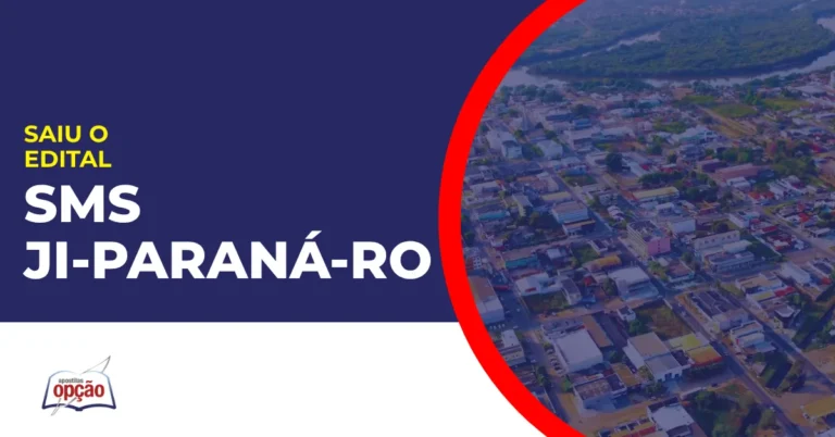 Imagem com fundo azul divulgando o Concurso SMS Ji-Paraná RO
