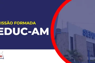 Imagem com fundo azul divulgando o Concurso Seduc AM