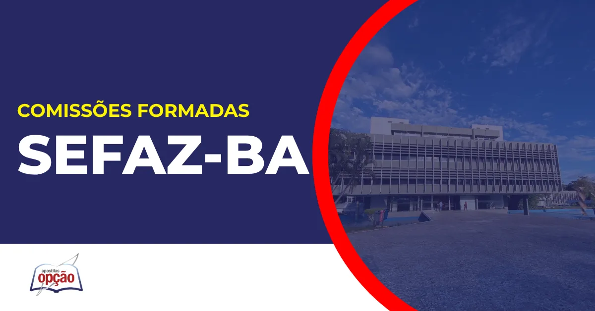 Imagem com fundo azul divulgando o Concurso Sefaz BA