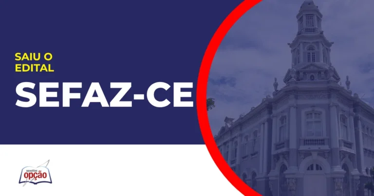 Imagem com fundo azul divulgando o Concurso Sefaz CE