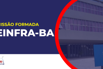 Imagem com fundo azul divulgando o Concurso Seinfra BA
