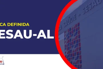 Imagem com fundo azul divulgando o Concurso Sesau AL