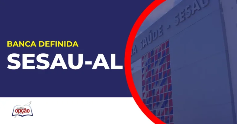 Imagem com fundo azul divulgando o Concurso Sesau AL