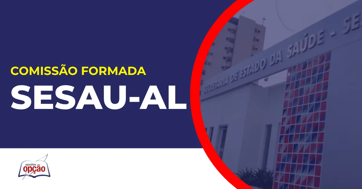 Imagem com fundo azul divulgando o Concurso Sesau AL