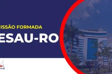 Imagem com fundo azul divulgando o Concurso Sesau RO