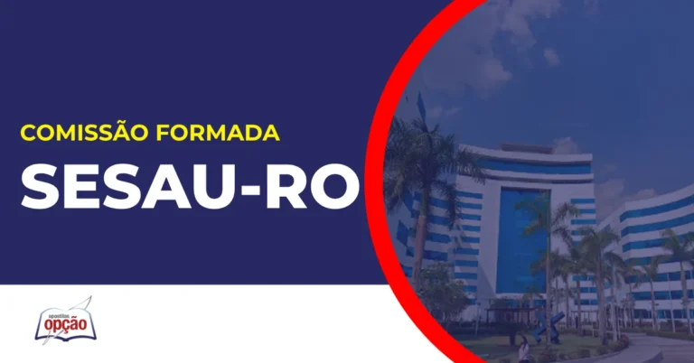 Imagem com fundo azul divulgando o Concurso Sesau RO