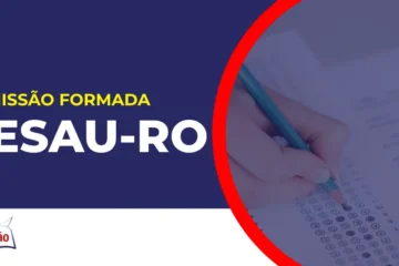 Imagem com fundo azul divulgando o Concurso Sesau RO