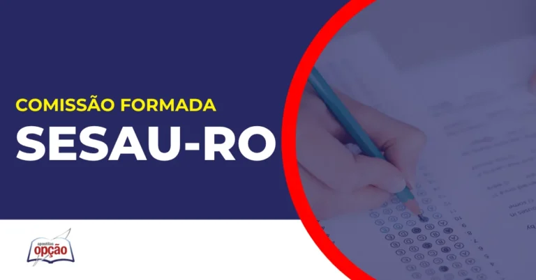 Imagem com fundo azul divulgando o Concurso Sesau RO