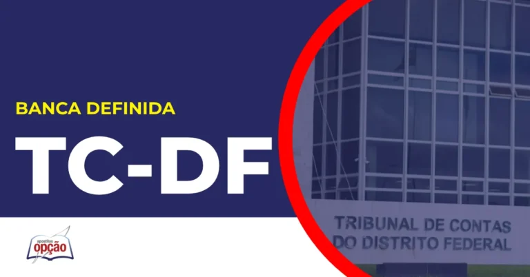 Imagem com fundo azul divulgando o Concurso TCDF 2026