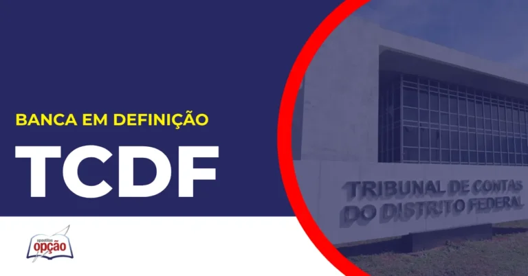 Imagem com fundo azul divulgando o Concurso TCDF