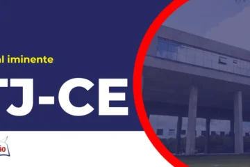 Imagem com fundo azul divulgando o Concurso TJ CE