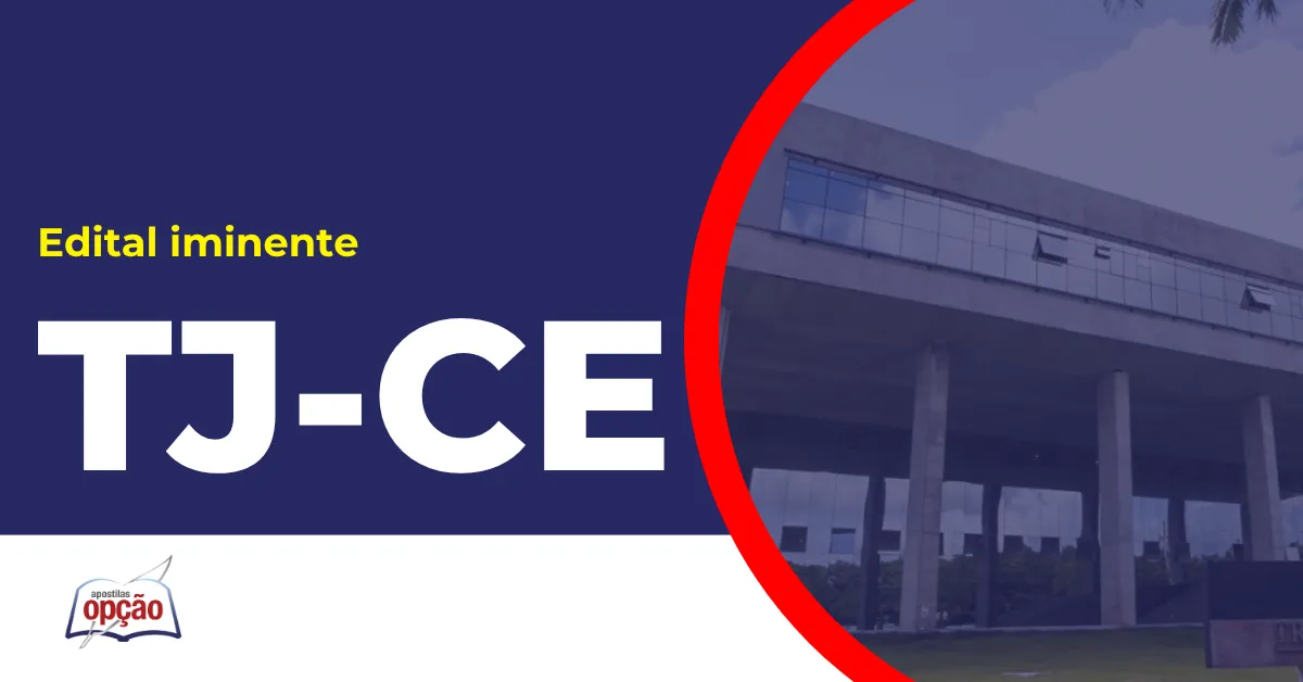 Imagem com fundo azul divulgando o Concurso TJ CE
