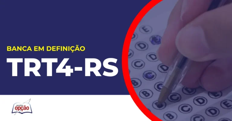 Imagem com fundo azul divulgando o Concurso TRT 4 RS
