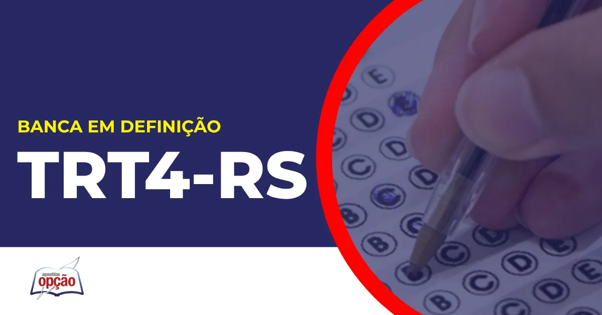 Imagem com fundo azul divulgando o Concurso TRT 4 RS