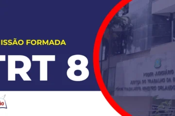 Imagem com fundo azul divulgando o Concurso TRT 8
