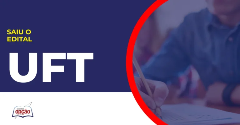 Imagem com fundo azul divulgando o Concurso UFT 2026