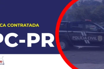 Imagem com fundo azul divulgando o Concurso PC PR 2026